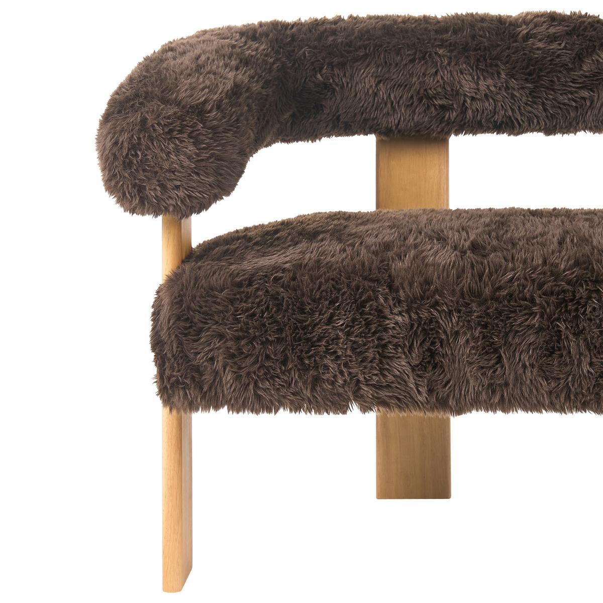 2-SITZER-SOFA Webpelz Dunkelbraun/Hellbraun Ilbro - Dunkelbraun, Textil (138/76/68cm) - Beliani