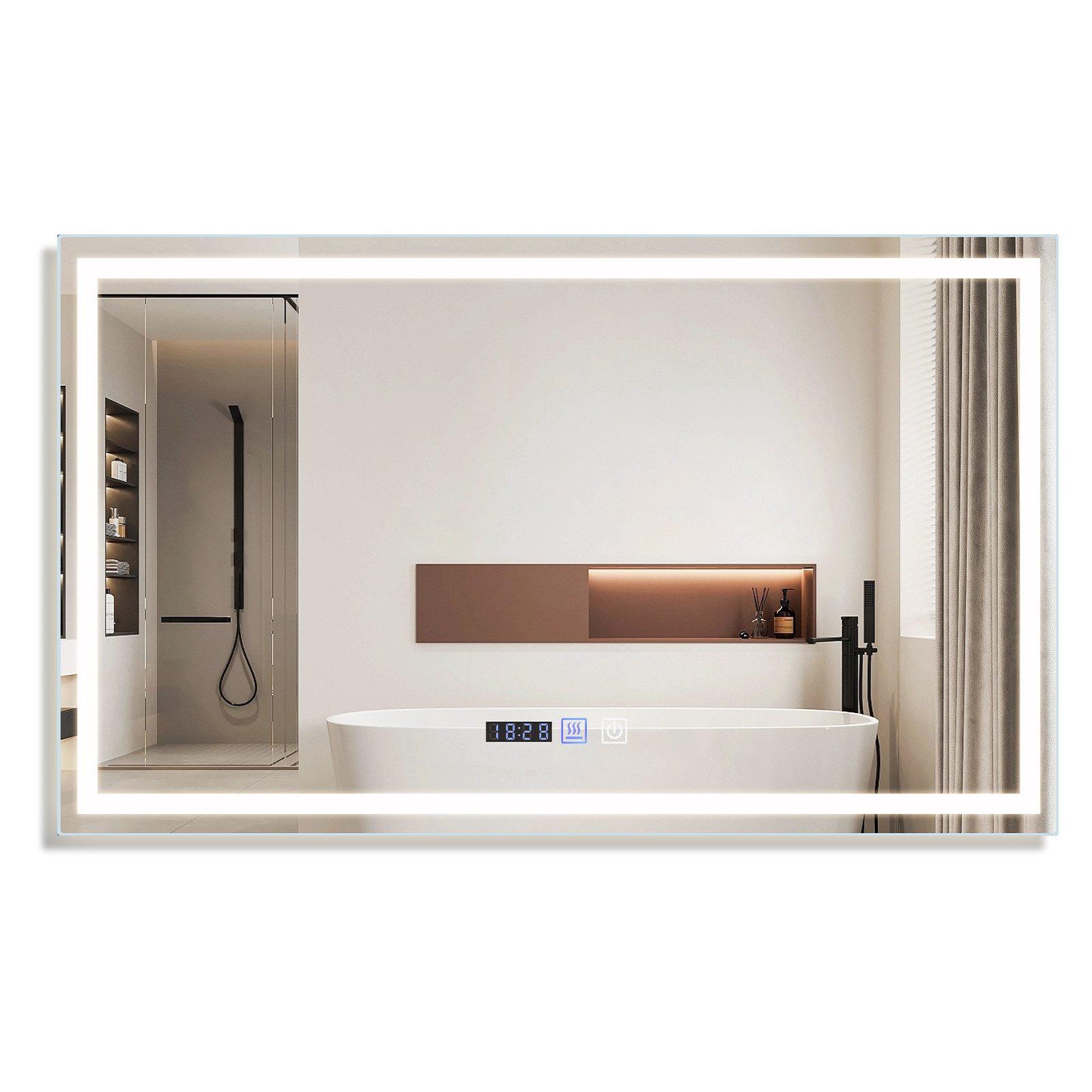 BADEZIMMERSPIEGEL Erfurt mit LED-Leuchte 100/60/2.5 cm - Weiß, Glas (60/2.5/100cm) - Nettlife