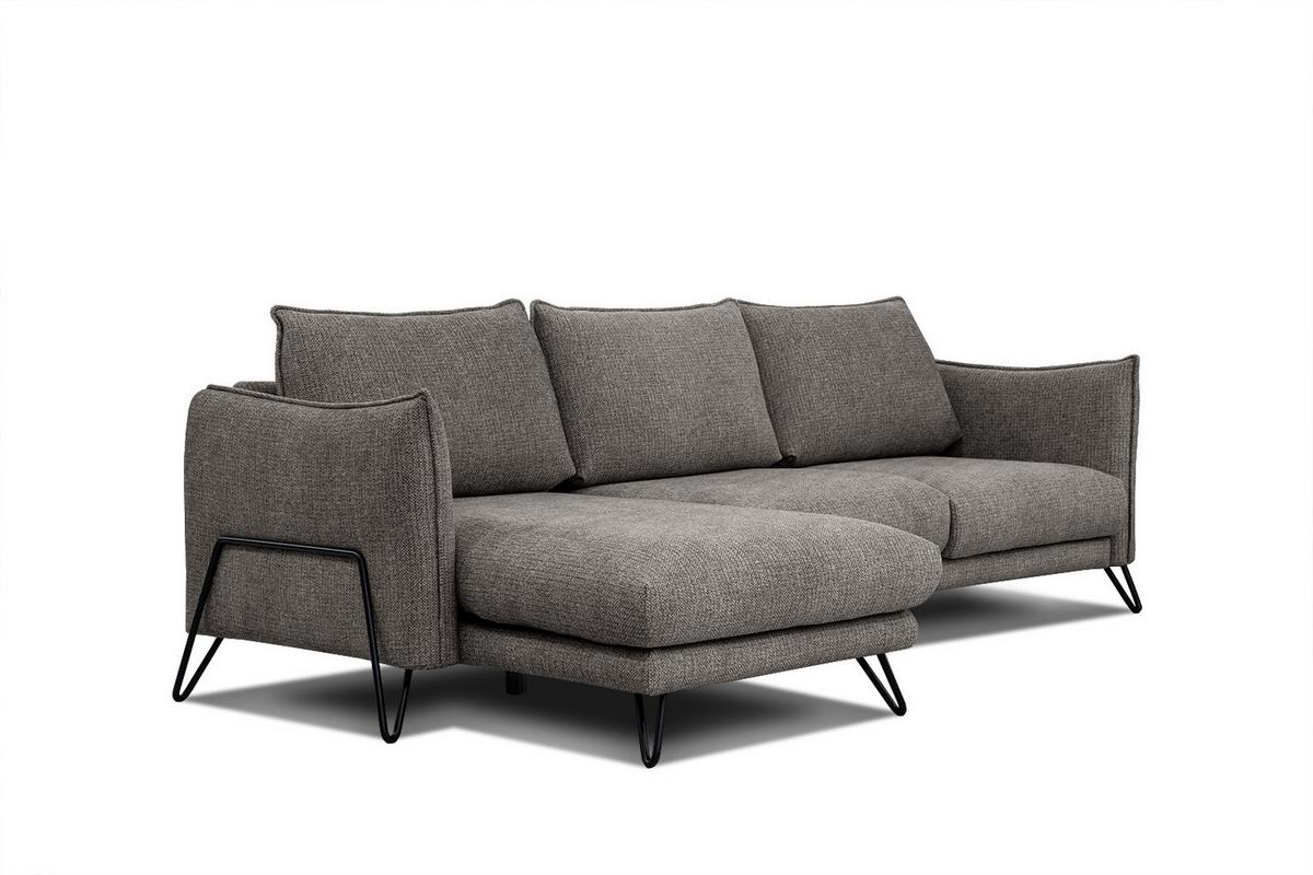 ECKSOFA HOSTEN 4-Sitzer, braun - Schwarz/Braun, Holzwerkstoff/Textil (158/269cm) - Wozimo