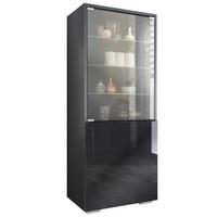 VITRINE Granada Schwarz Hochglanz - Schwarz Hochglanz, Holzwerkstoff (50/122.5/34.5cm) - Vladon