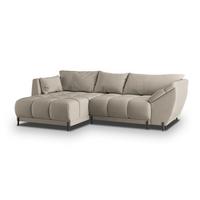 ECKSOFA VESTANO L-S Beige Velours-Stoff mit Schlaffunktion - Beige, Holz (287/182cm) - MASSENO