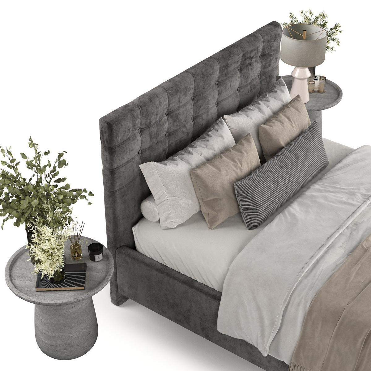 POLSTERBETT Soma 160/200 cm Anthrazit im Lotta Stoff - Anthrazit/Naturfarben, Holz/Holzwerkstoff (160/200cm) - AltaBeds