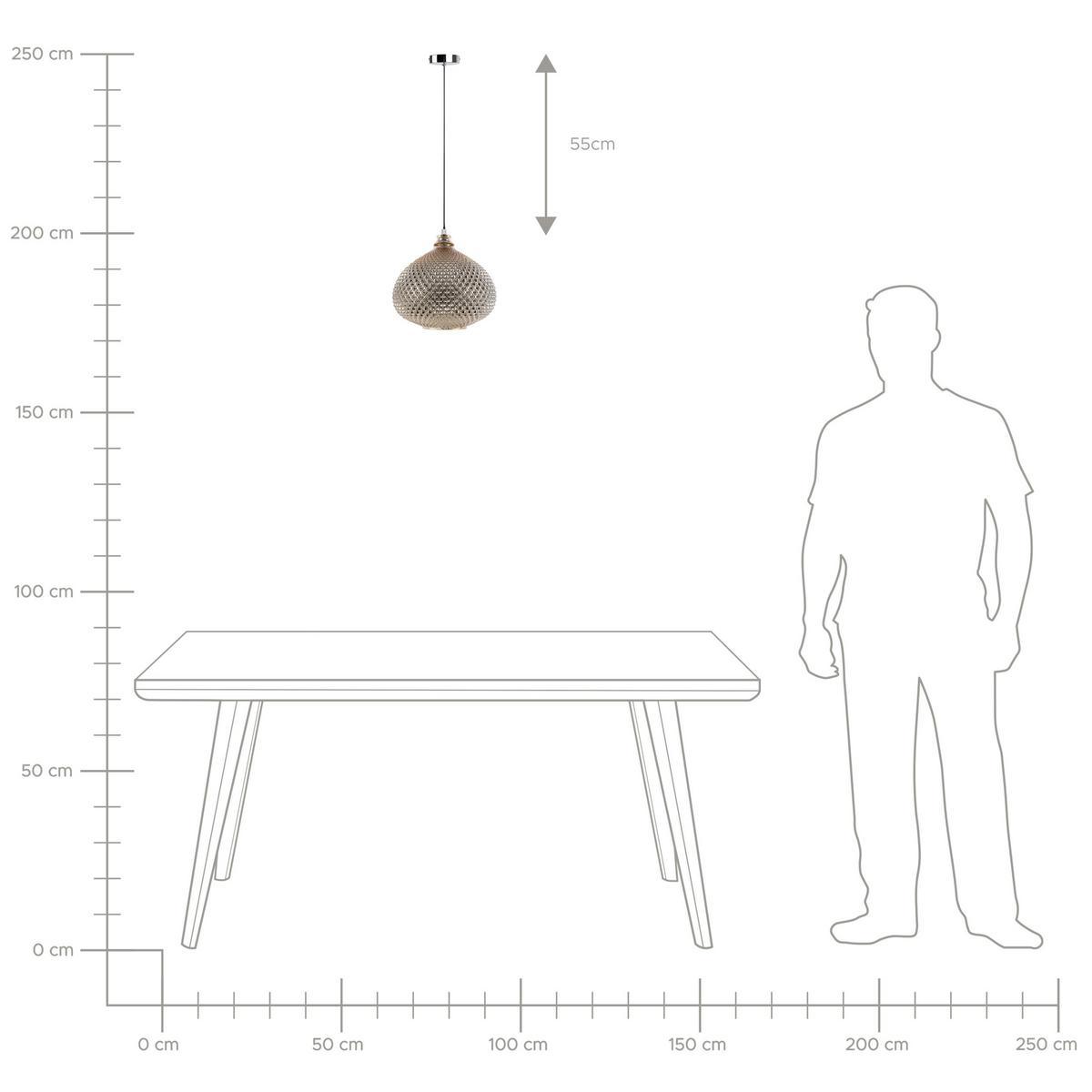 HÄNGELAMPE Madon 32/32/45 cm - Goldfarben, Glas (30/30/88cm) - Beliani