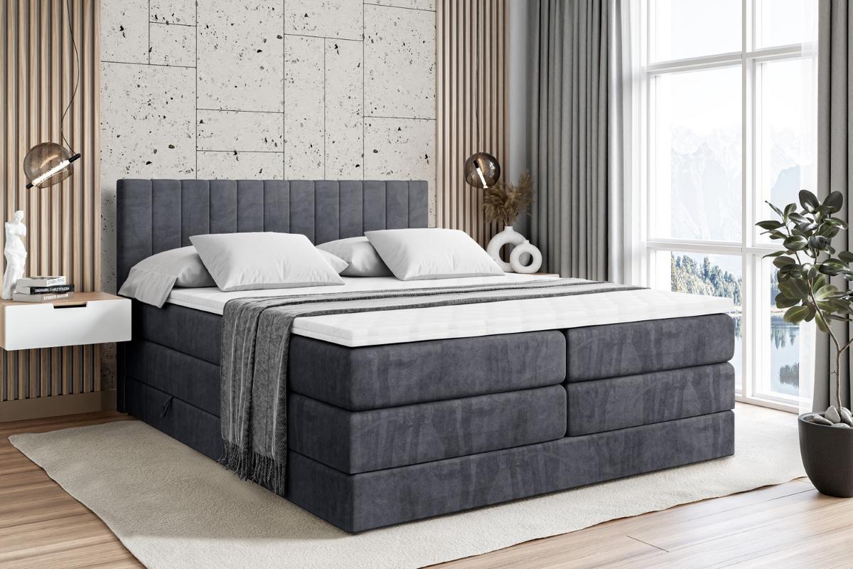 BOXSPRINGBETT EDITA KING - 140x200 - H3/H4 - Dunkelgrau - Dunkelgrau, Holzwerkstoff (140/200cm) - ALTDECOR