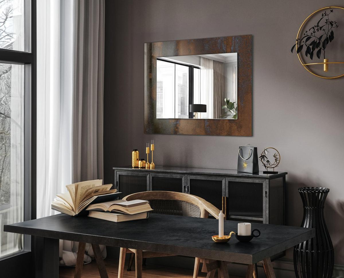 SPIEGEL 80 x 60 cm Rechteckig mit Aufdruck - Rostfarben, Glas (80/60/0.4cm) - TULUP