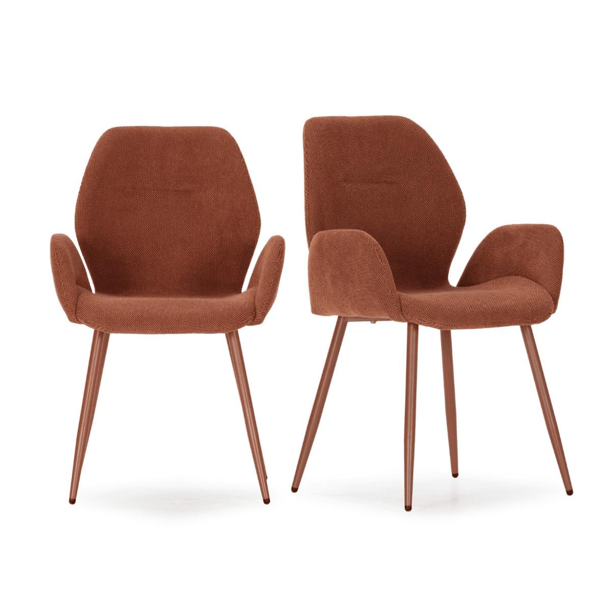 STOFFSESSEL 2er-Set mit Metallfüßen 57/47,5/57,5 cm - Terracotta, Textil (57/47.5/53cm) - Calicosy