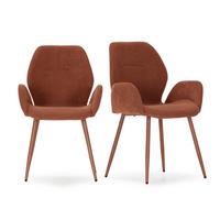 STOFFSESSEL 2er-Set mit Metallfüßen 57/47,5/57,5 cm - Terracotta, Textil (57/47.5/53cm) - Calicosy