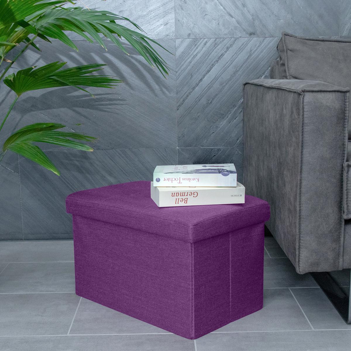 SITZBANK Faltbar mit Stauraum 49/30/30 cm (Lila) - Lila, Textil (30/30/49cm) - Intirilife