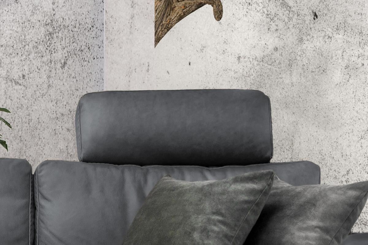 ECKSOFA XL MOTORISCHER RELAXFUNKTION LOLA Grau Leder Relaxfunktion - Schwarz/Grau, Leder (304/178cm) - KAWOLA