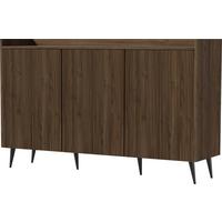 SIDEBOARD Arysa in Braun Walnuss Holzoptik 92/150/41 cm - Walnussfarben/Schwarz, Holzwerkstoff/Metall (150/92/41cm) - WFL GROUP