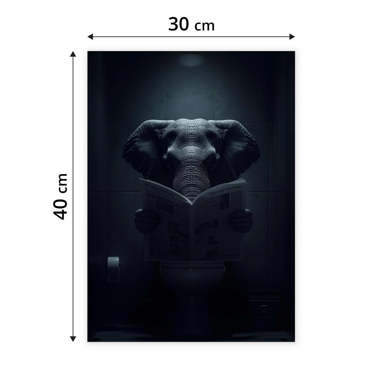 POSTER für WC Badezimmer ELEFANT mit Zeitung Abstraktion 30x40cm - Schwarz/Grau, Papier (30/40/40cm) - Muralo