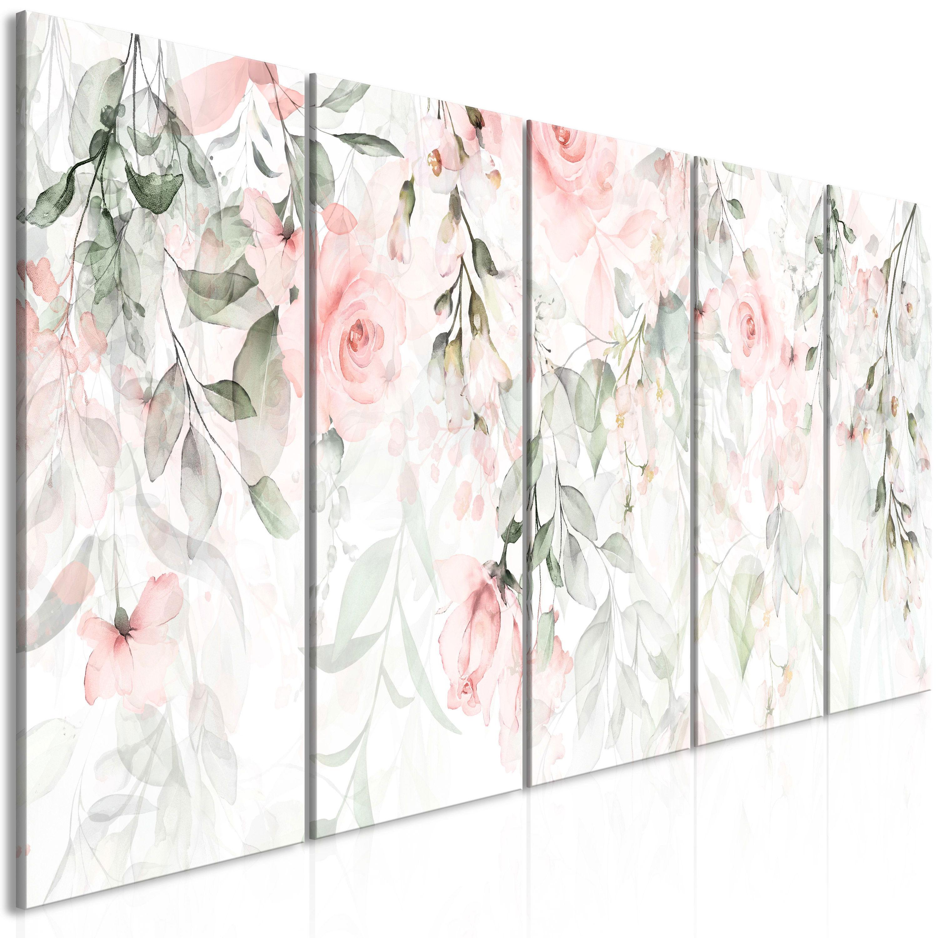 KUNSTDRUCK Grün 225/90 cm - Pink/Grün, Textil (225/90cm) - KUNSTLOFT