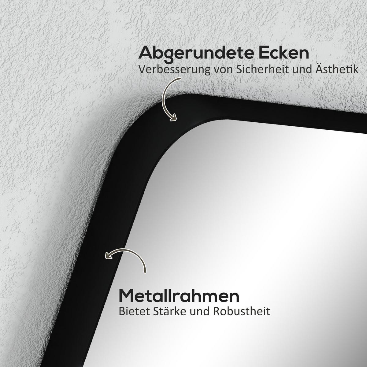 BADSPIEGEL Glas Metall Schwarz - Schwarz, Glas (50/70/2.5cm) - HOMCOM