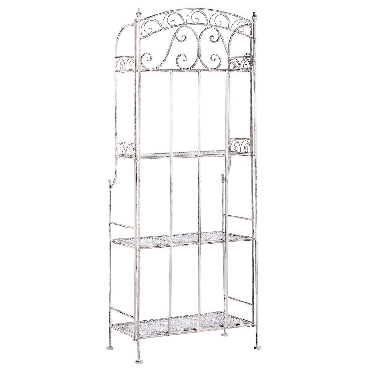 GARTENREGAL weiß Metall 4 Ablageflächen klappbar Padua - Weiß, Metall (61/156/32cm) - Beliani