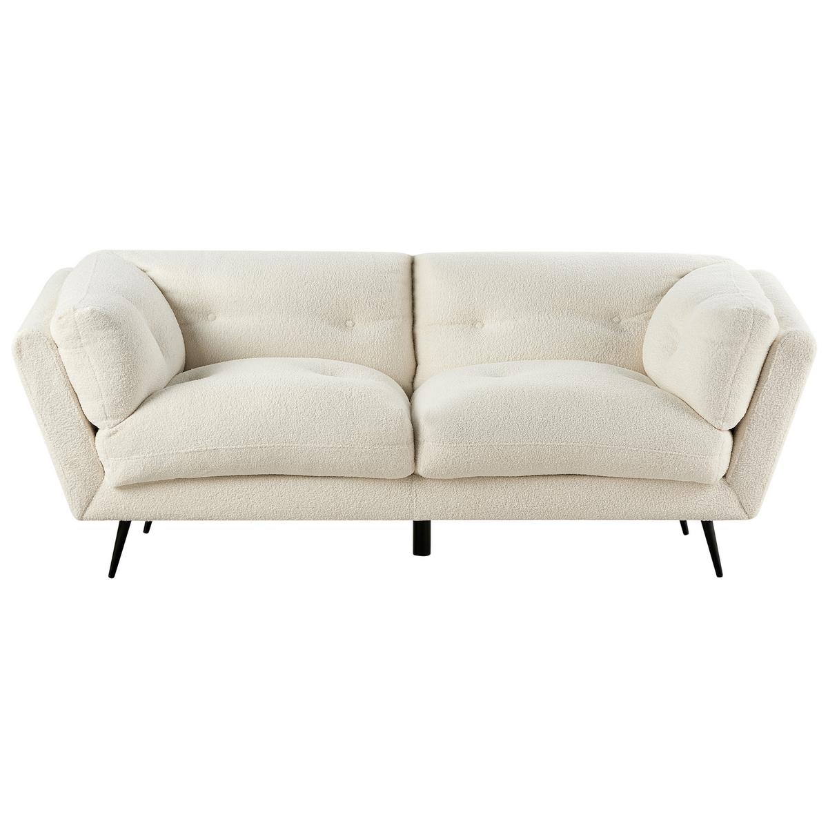 3-SITZER-SOFA Bouclé Weiß Lenvik - Weiß, Textil (210/75/90cm) - Beliani