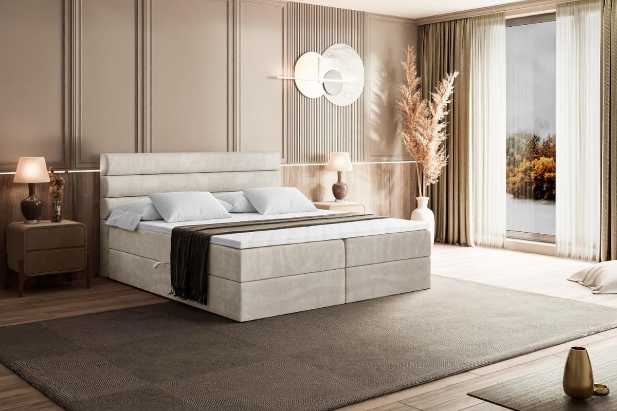 BOXBETT mit Matratze H3 und Lattenrost - CELESTIA - 180x200 cm Ecru - Ecru, Holzwerkstoff (180/200cm) - ALTDECOR