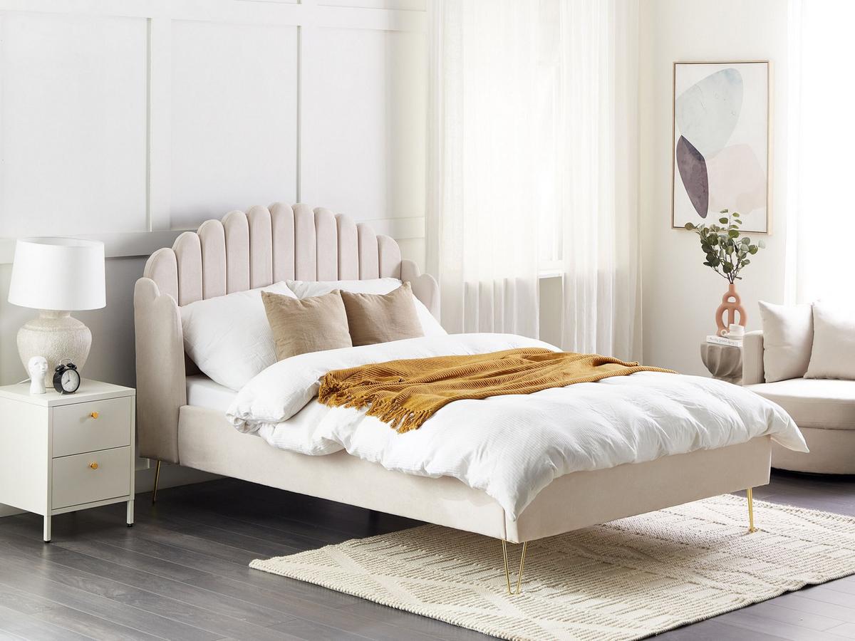 POLSTERBETT 140/200cm Helles Beige Ambillou - Beige, Textil (140/200cm) - Beliani