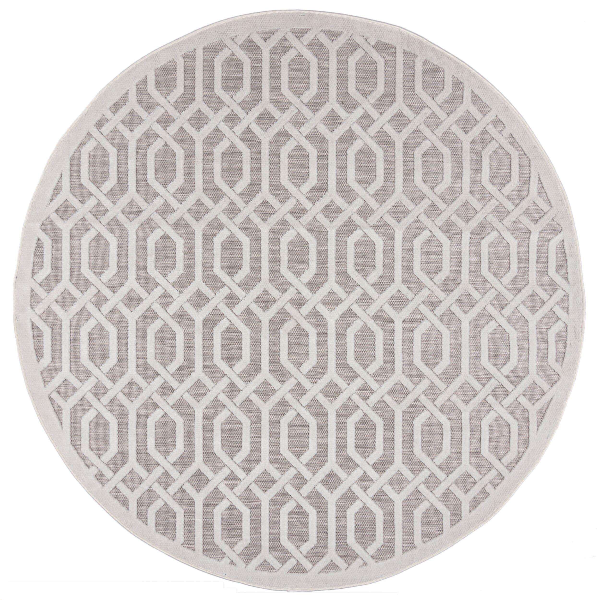 OUTDOORTEPPICH Waschbar STOUR, geometrisch, Grau-Beige, Ø 160 cm - Beige, Textil (160/160cm) - KADIMA DESIGN