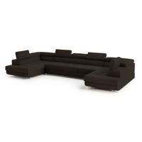 WOHNLANDSCHAFT ISOLANO Braun Velours-Stoff mit Schlaffunktion - Braun, Holz (408/90/202cm) - MASSENO