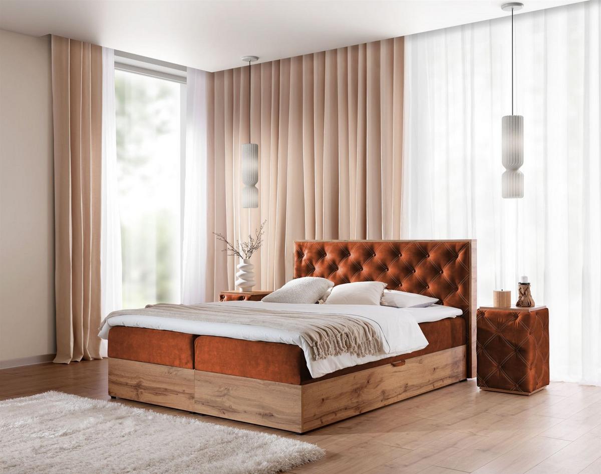 BOXBETT Maximo In überlänge - Rot, Holzwerkstoff/Textil (120/220cm) - Fun Möbel