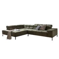 ECKSOFA MIT MOTORISCHEM SITZVORZUG NELSON Dunkelgrün Velvet Relaxfunktion - Dunkelgrün/Silberfarben, Textil (321/216cm) - KAWOLA