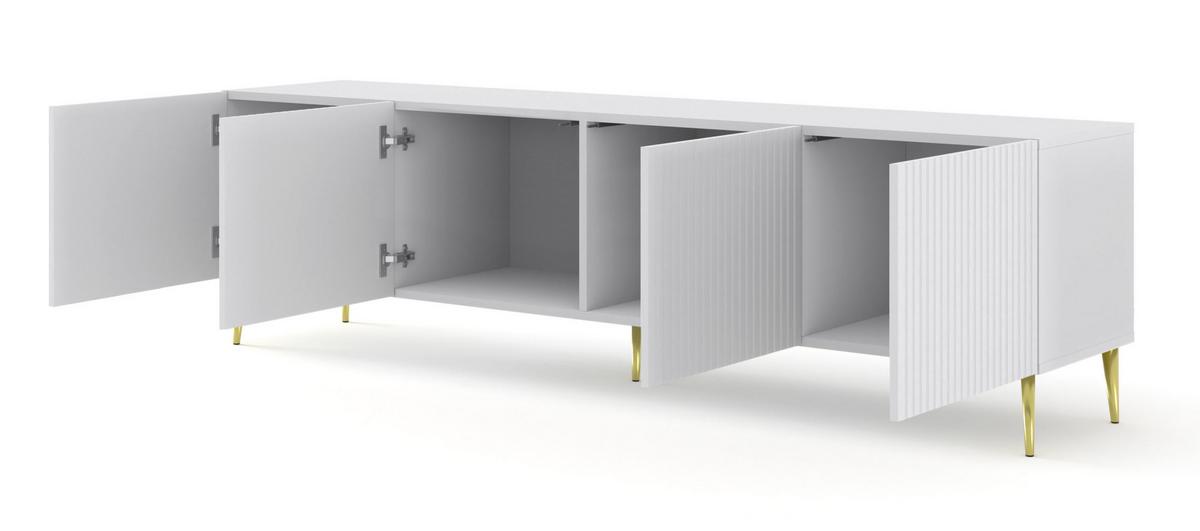 TV LOWBOARD Weiß, Weiß, Gold 200/56/42 - Weiß, Holzwerkstoff (200/56/42cm) - RAUMHIRSCH FURNITURE