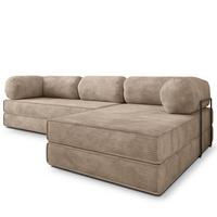 ECKSOFA ETERA modulares Boneless Sofa mit Schlaffunktion Beige Kordstoff - Beige, Textil (270/160cm) - MASSENO