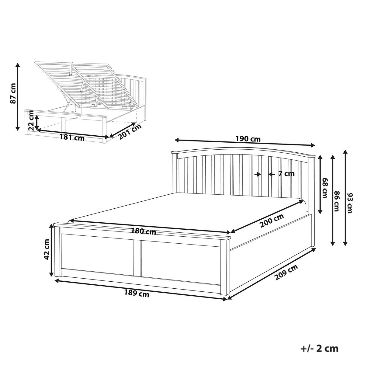 BETT mit Stauraum 180/200 cm Kiefernholz Weiß Clarbec - Weiß, Holz (180/200cm) - Beliani