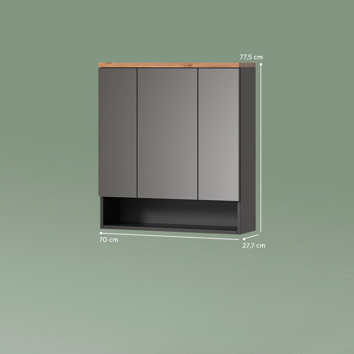 BADSPIEGELSCHRANK Tanaro Anthrazit 70 x 77.5 cm - Anthrazit, Holzwerkstoff (70/77.5/21.7cm) - Livinity®