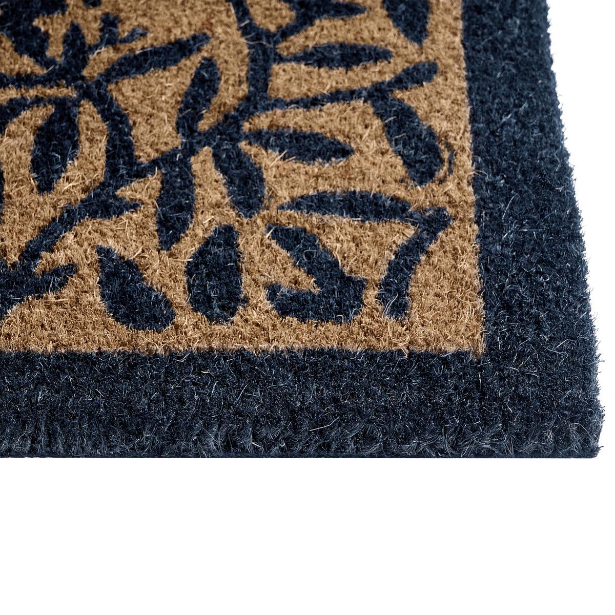 FUSSMATTE Naturfarben 40/60 cm Blatt Kokosfasern Nunivak - Hellblau, Textil (40/60cm) - Beliani