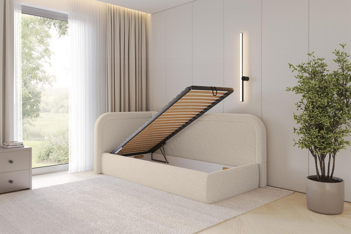 EINZELLBETT Jugendbett mit Bettkasten, Rechts - JOVY 80x200 Dunkelbeige - Taupe, Holzwerkstoff/Textil (80/200cm) - ALTDECOR