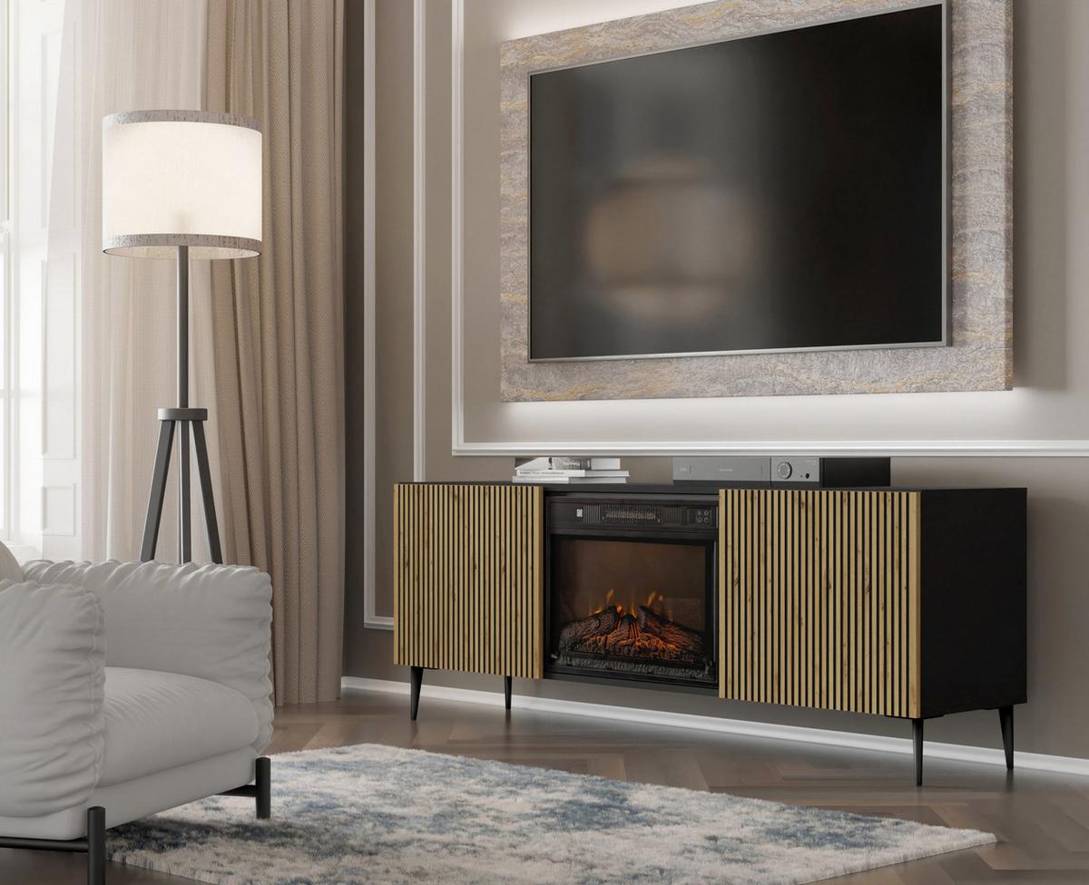 KOMMODE Artisan Eiche, Schwarz 170/63/42 - Schwarz, Holzwerkstoff (170/63/42cm) - RAUMHIRSCH FURNITURE