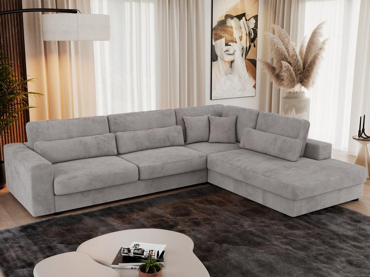 ECKSOFA Savona Grau Cord - rechts - Schwarz/Grau, Kunststoff/Textil (249/316cm) - MKS