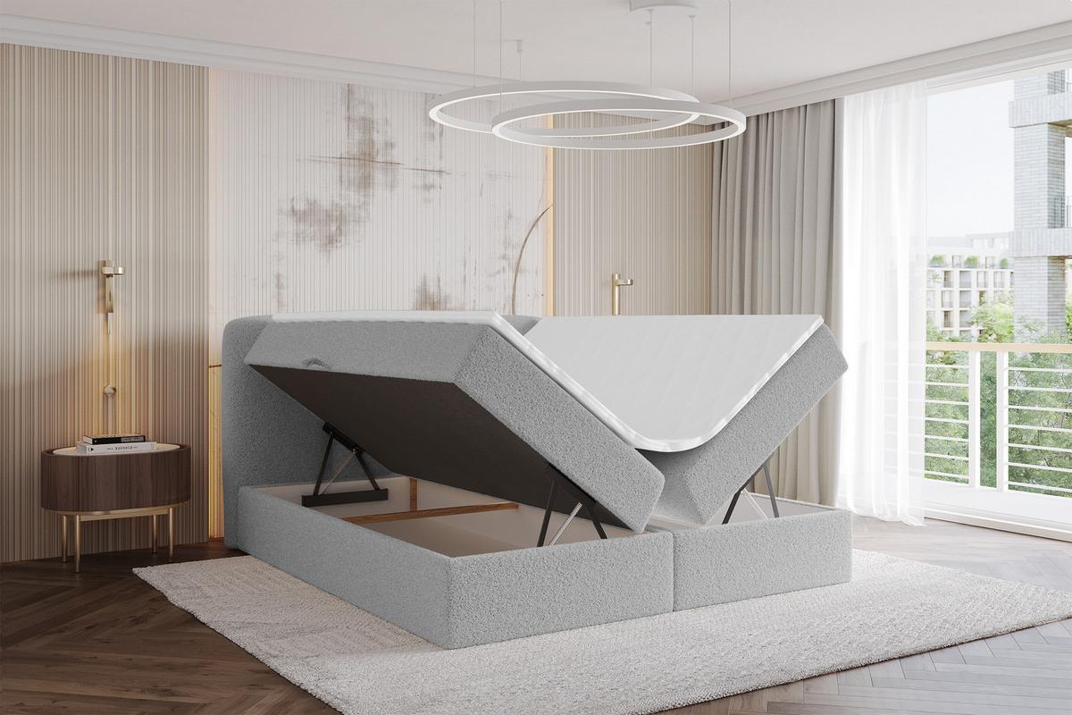 BOXBETT mit Matratze H4 - NINA - 120x200 cm Hellgrau - Hellgrau, Holzwerkstoff (120/200cm) - ALTDECOR
