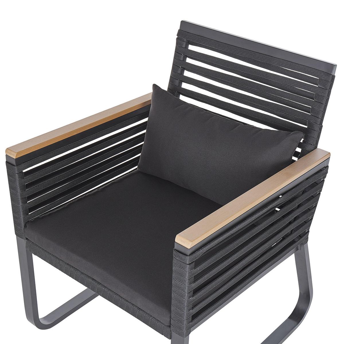 GARTENSTUHL 2er-Set Aluminium schwarz Canetto - Schwarz, Metall (60/83/65cm) - Beliani