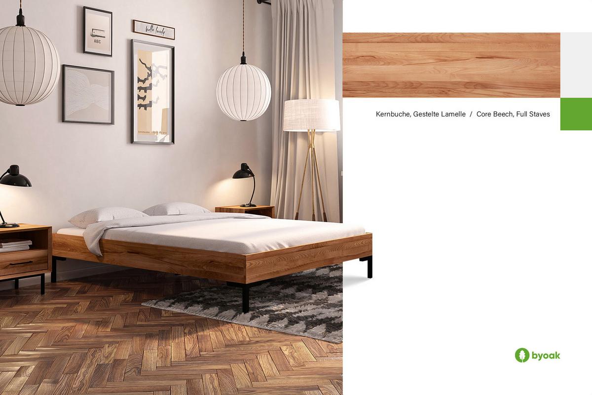 BETTGESTELL LEON 80x200 Kernbuche - Kernbuche, Holz (80/200cm) - byoak