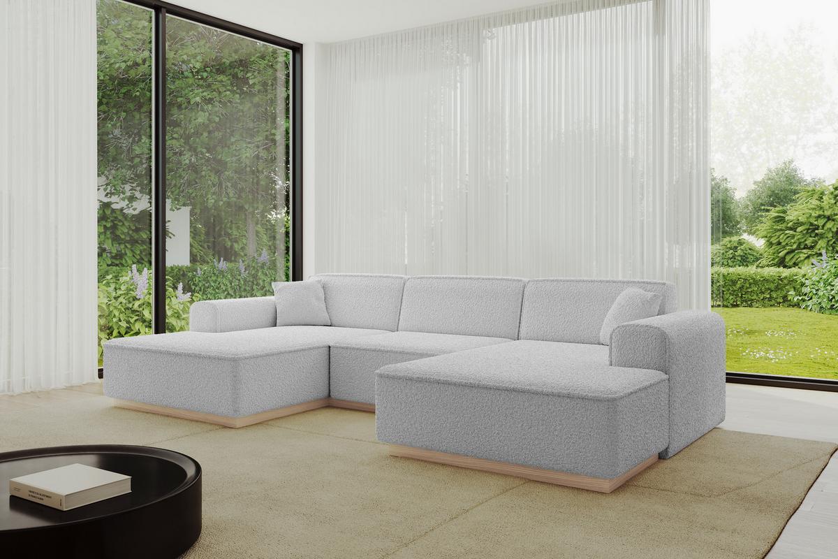WOHNLANDSCHAFT IREA-U1 - 301x165x80 cm Hellgrau - Hellgrau, Holzwerkstoff/Textil (301/80/165cm) - ALTDECOR