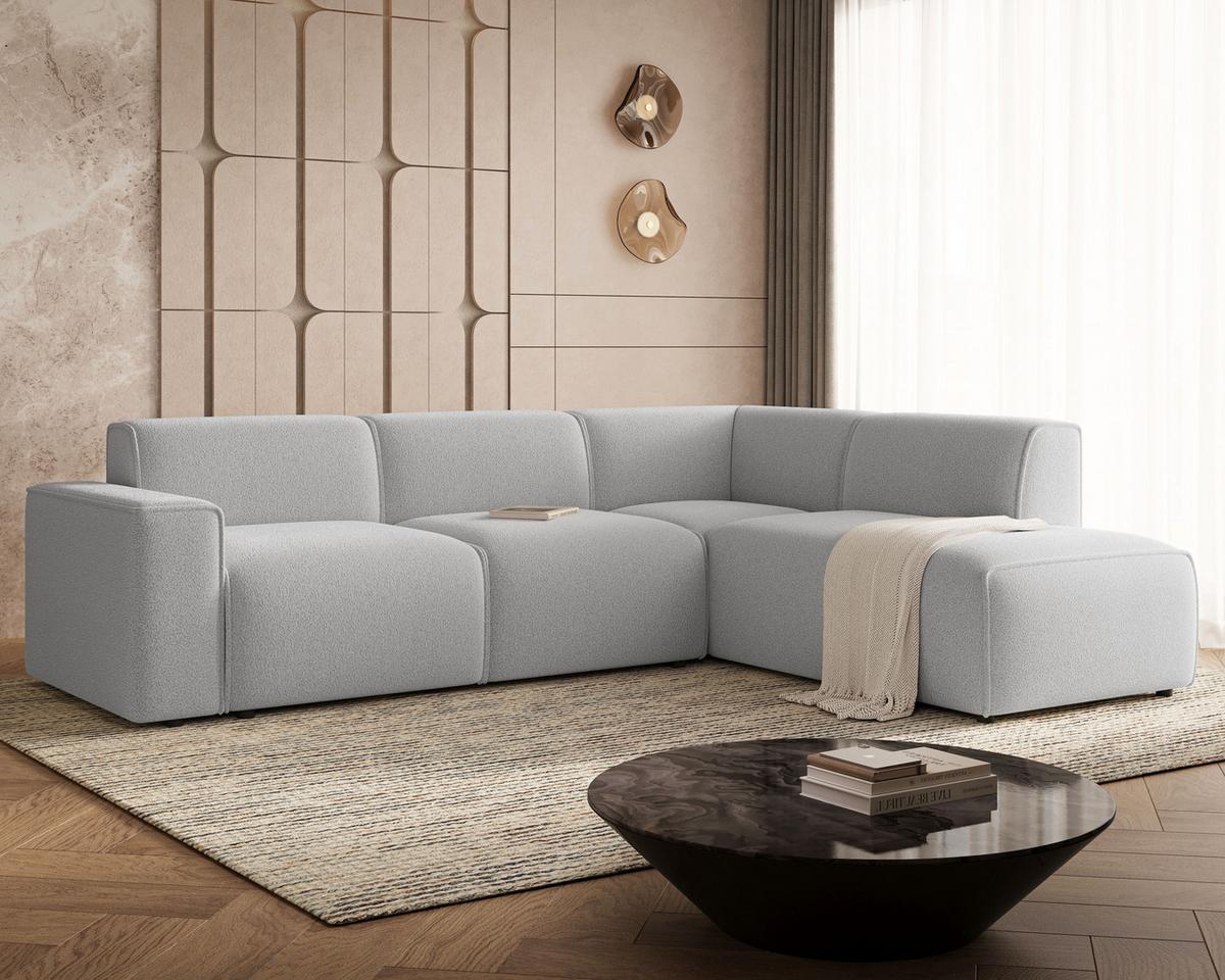 ECKSOFA Eluno Grau Rechts - Schwarz/Grau, Holz/Kunststoff (292/220cm) - Graingold