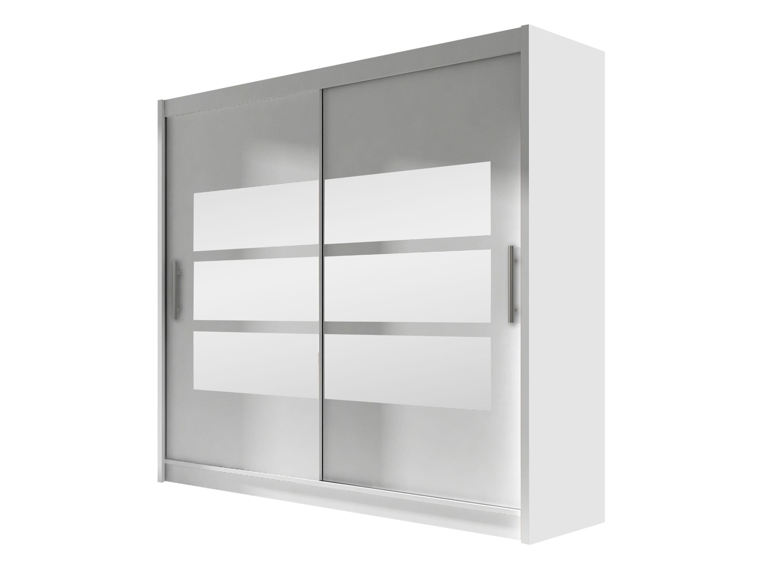 KLEIDERSCHRANK London III 180 - Silberfarben/Weiß, Holzwerkstoff/Kunststoff (180/215/58cm) - MIRJAN24