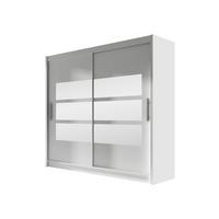 KLEIDERSCHRANK London III 180 - Silberfarben/Weiß, Holzwerkstoff/Kunststoff (180/215/58cm) - MIRJAN24