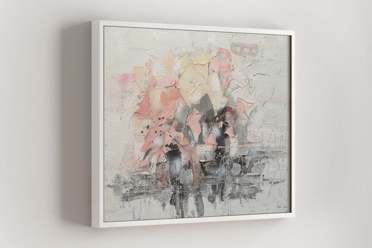 ACRYLBILD HANDGEMALT 104/78 cm - Pink/Weiß, Holz/Textil (104/78cm) - KUNSTLOFT