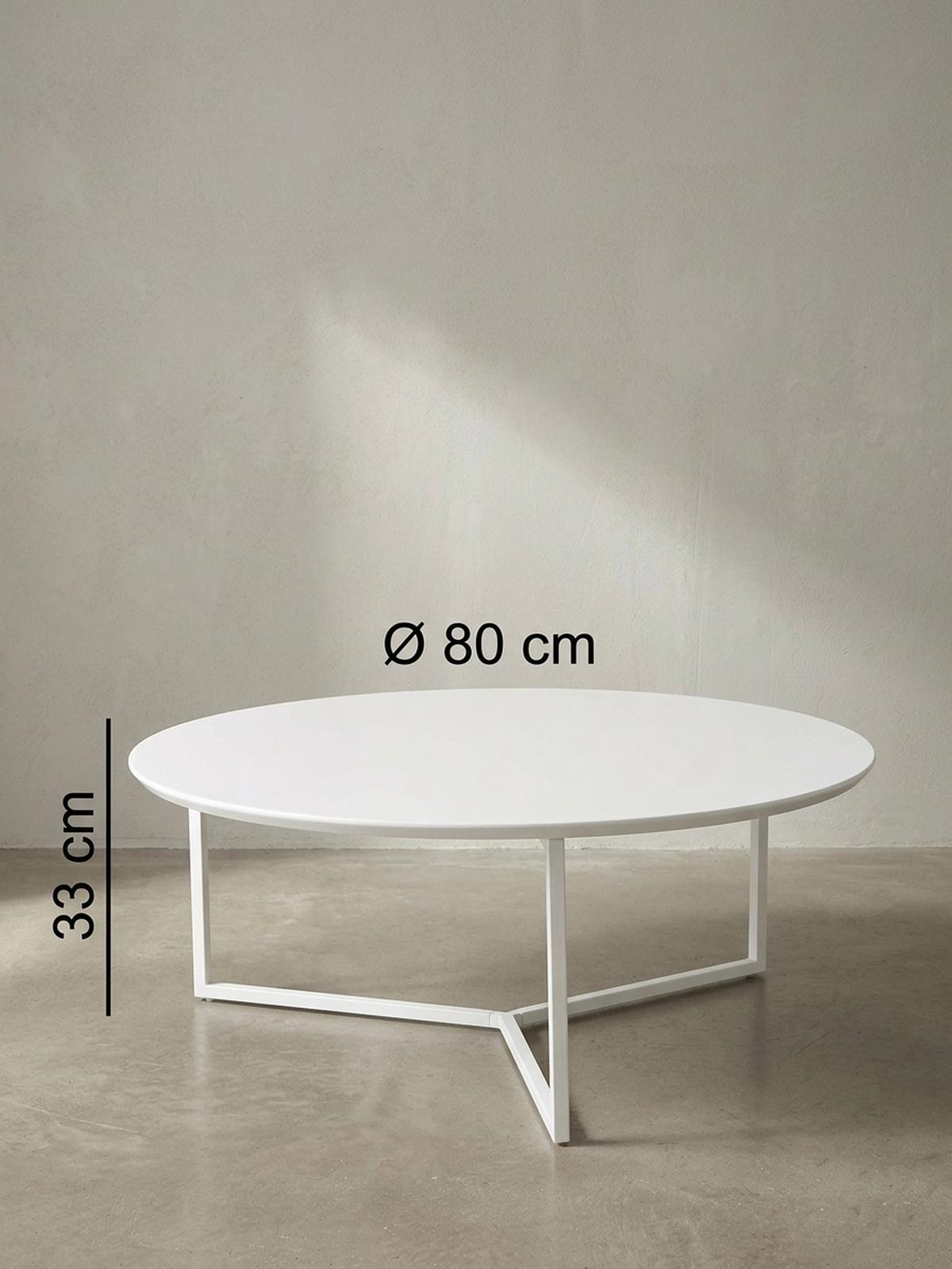 COUCHTISCH rund, Weißes MDF-Holz mit Metallbeinen, Durchmesser 80 cm, Höhe 33 cm - Weiß, Holz/Metall (80/80/33cm) - KADIMA DESIGN