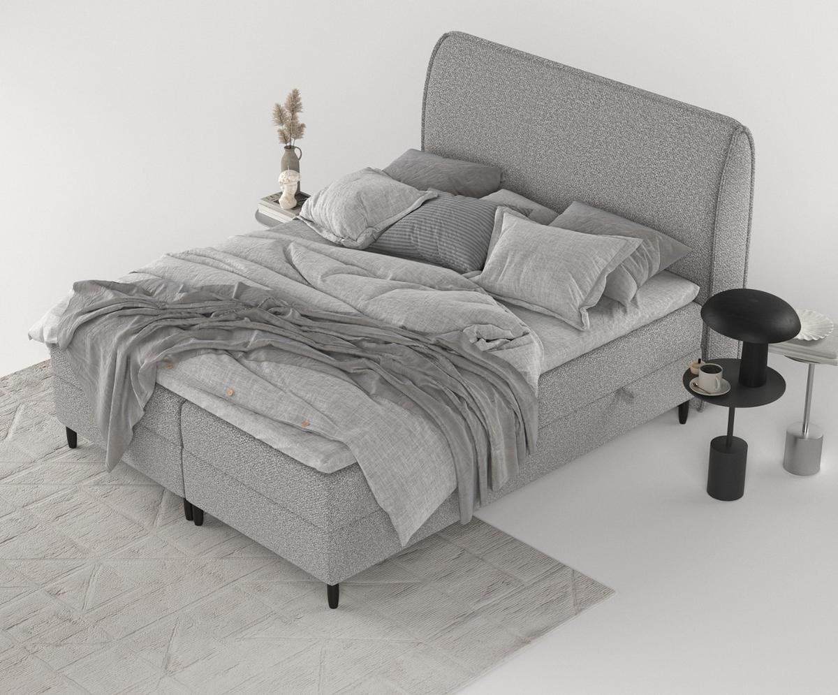 BOXBETT Lunaro 120/200 cm Grau im Bubble Stoff - Schwarz/Grau, Holz/Holzwerkstoff (120/200cm) - AltaBeds
