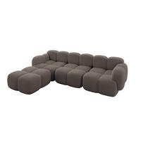 ECKSOFA modulares Sofa Links Miko-L2 302x205x75 Braun Bouclé - Dunkelbraun/Schwarz, Holzwerkstoff/Kunststoff (302/205cm) - ALTDECOR