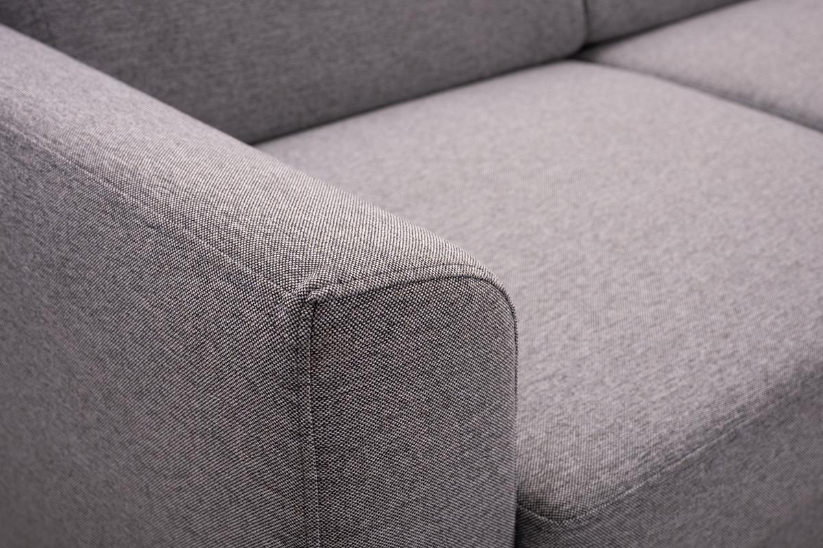 ECKSOFA SAPORE Grau Geflochtener Stoff mit Schlaffunktion - Grau, Holz (235/170cm) - MASSENO