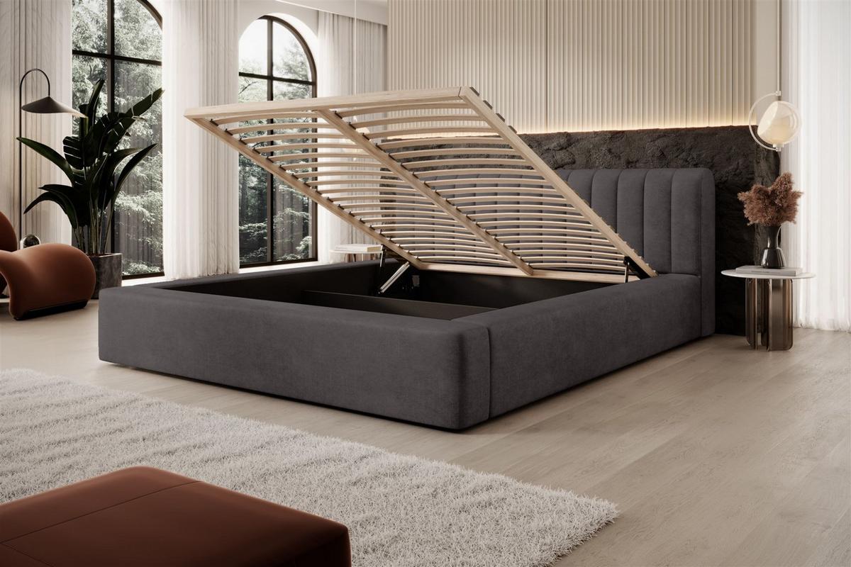 POLSTERBETT Peoria In Macau - Anthrazit, Holzwerkstoff/Textil (140/200cm) - Fun Möbel