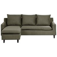 ECKSOFA 3-Sitzer Samtstoff Dunkelgrün rechtsseitig Elvenes - Braun/Grün, Textil (206/140cm) - Beliani