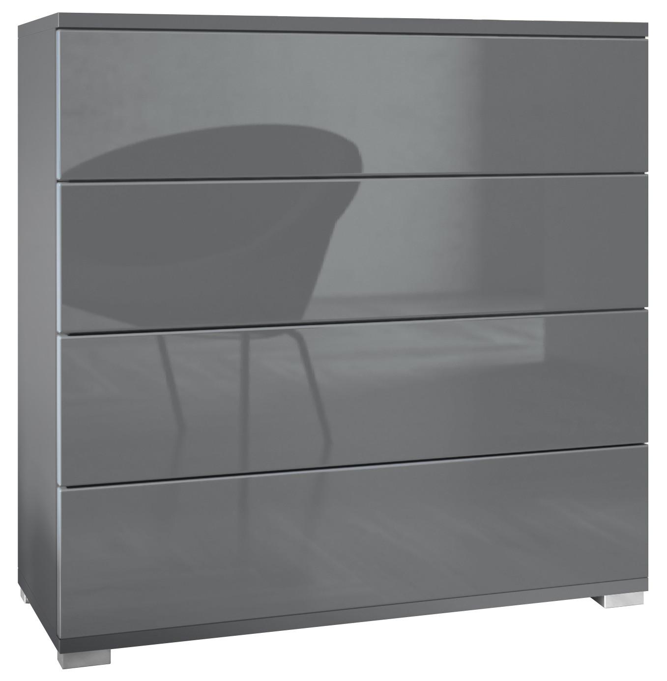 KOMMODE Pavos Grau Hochglanz - Grau, Holzwerkstoff (76/76/35cm) - Vladon