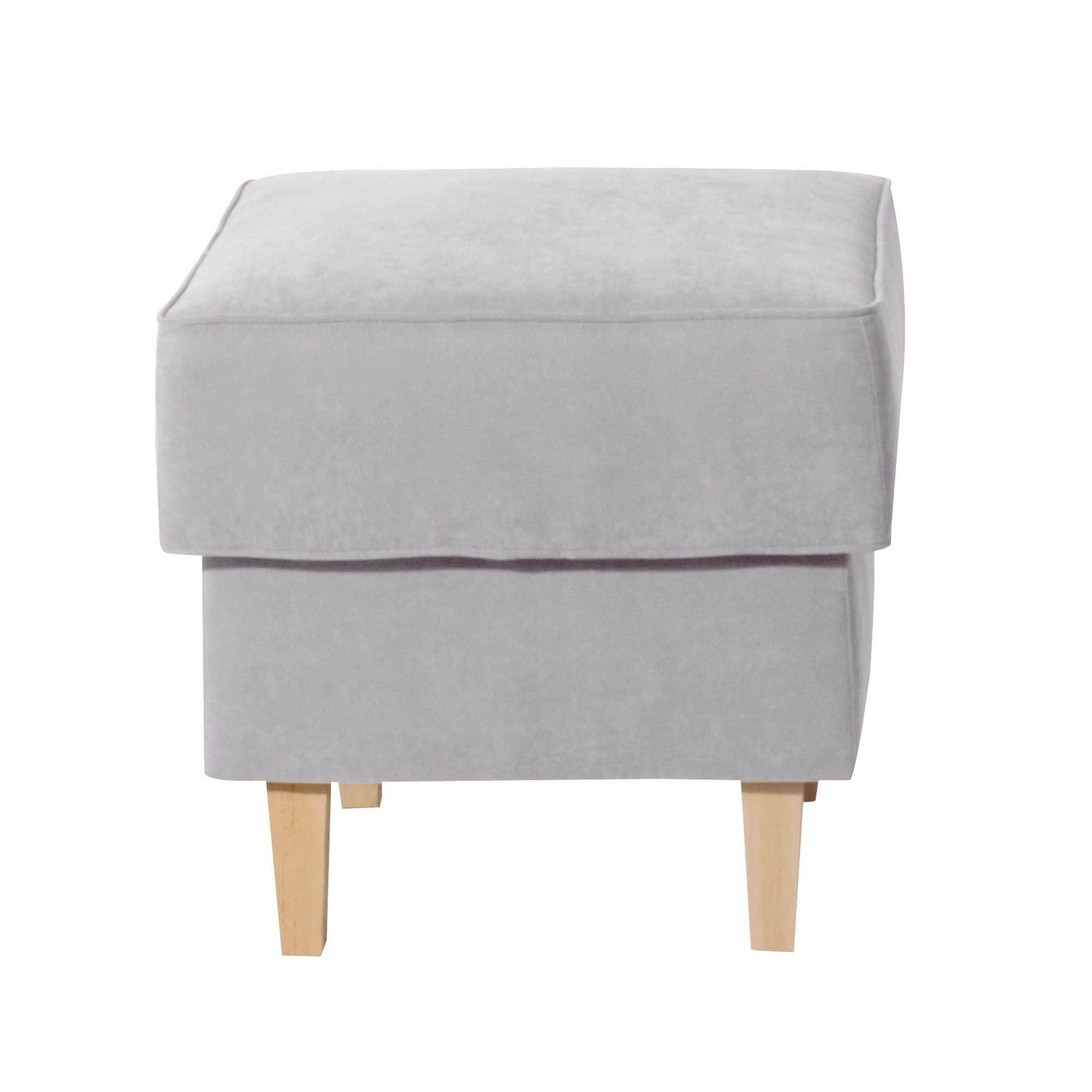 HOCKER Karlen Bezug Veloursstoff Buche natur / silber - Silberfarben/Buchefarben, Kunststoff (53/45/53cm) - 58aufmkessel