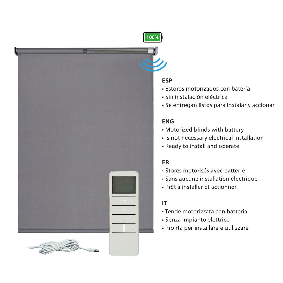VERDUNKELUNGSROLLO motorisierte Grau 140x250 cm - Grau, Kunststoff (140/250cm) - STORESDECO